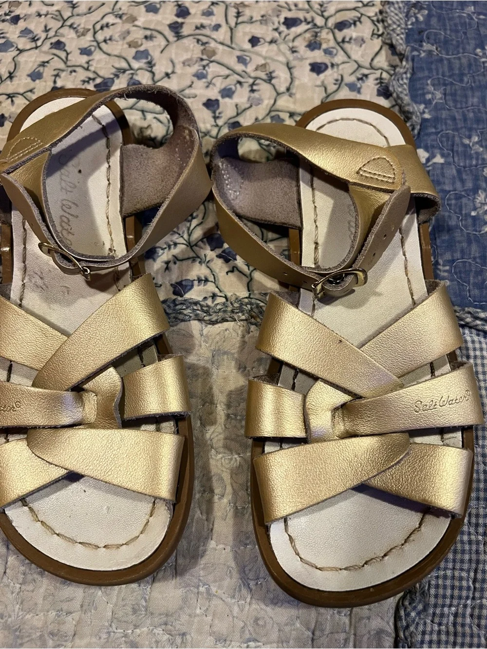 Salt Water Kids' Metallic Gold Strappy Sandals